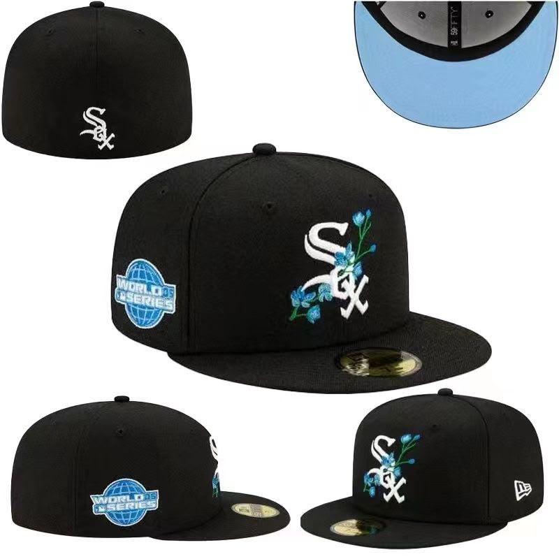 Black Floral Fitted Cap