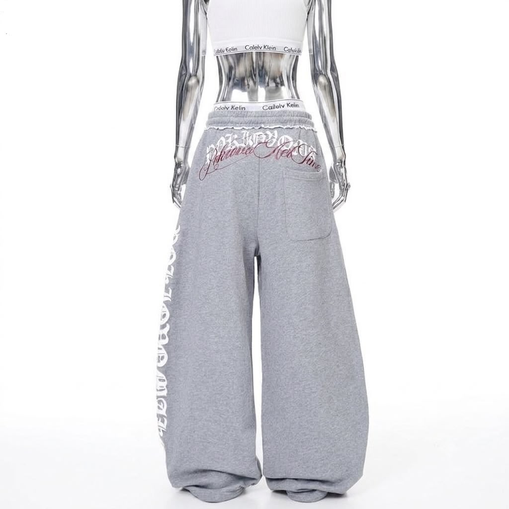 SLOY Vintage Gothic Letter Print SweatPants