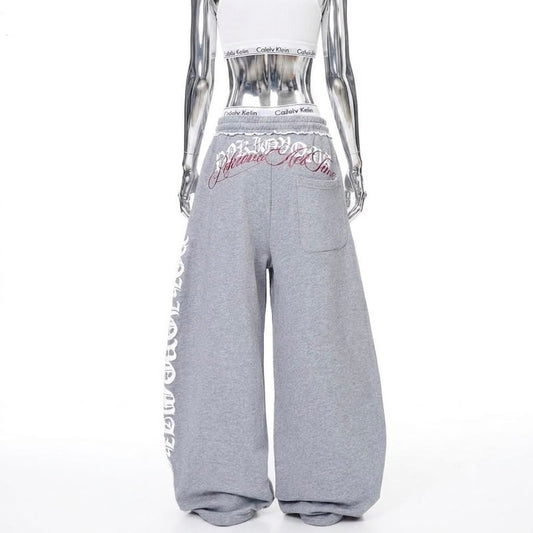 SLOY Vintage Gothic Letter Print SweatPants