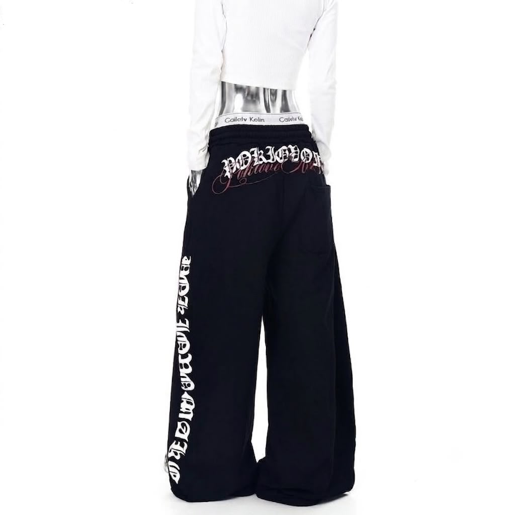 SLOY Vintage Gothic Letter Print SweatPants